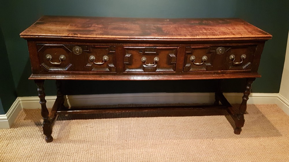 Early Geometric Moulded Front Three Drawer Dresser