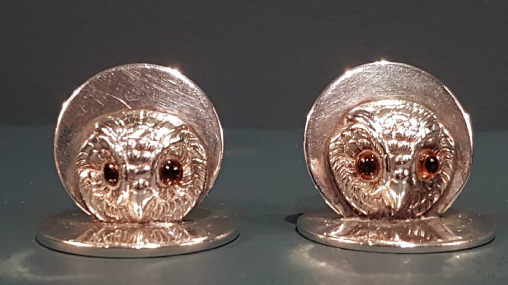 Pair of George V Silver Owl Menu Holders