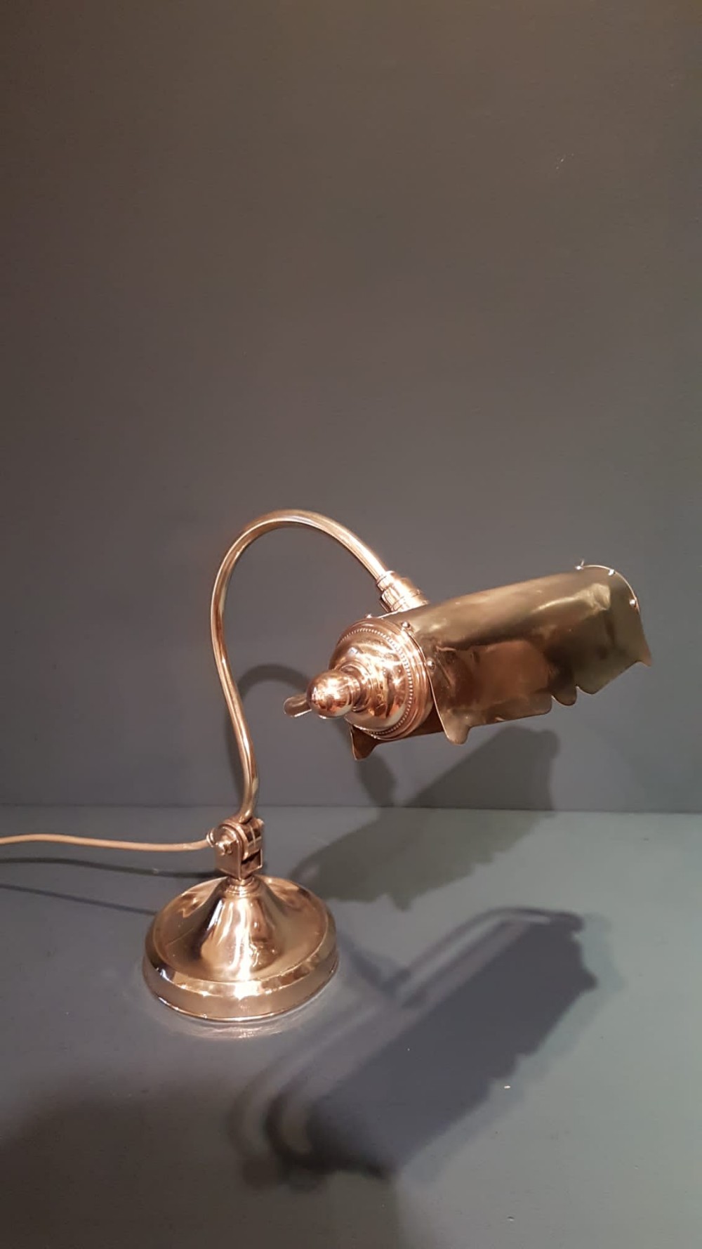 1920's Solid Brass Adjustable Desk Lamp
