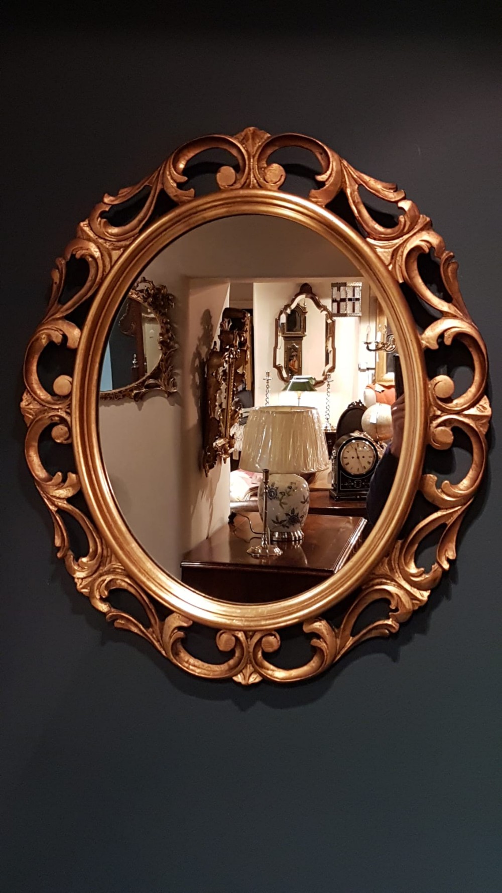 Antique Timber Gilt Oval Mirror
