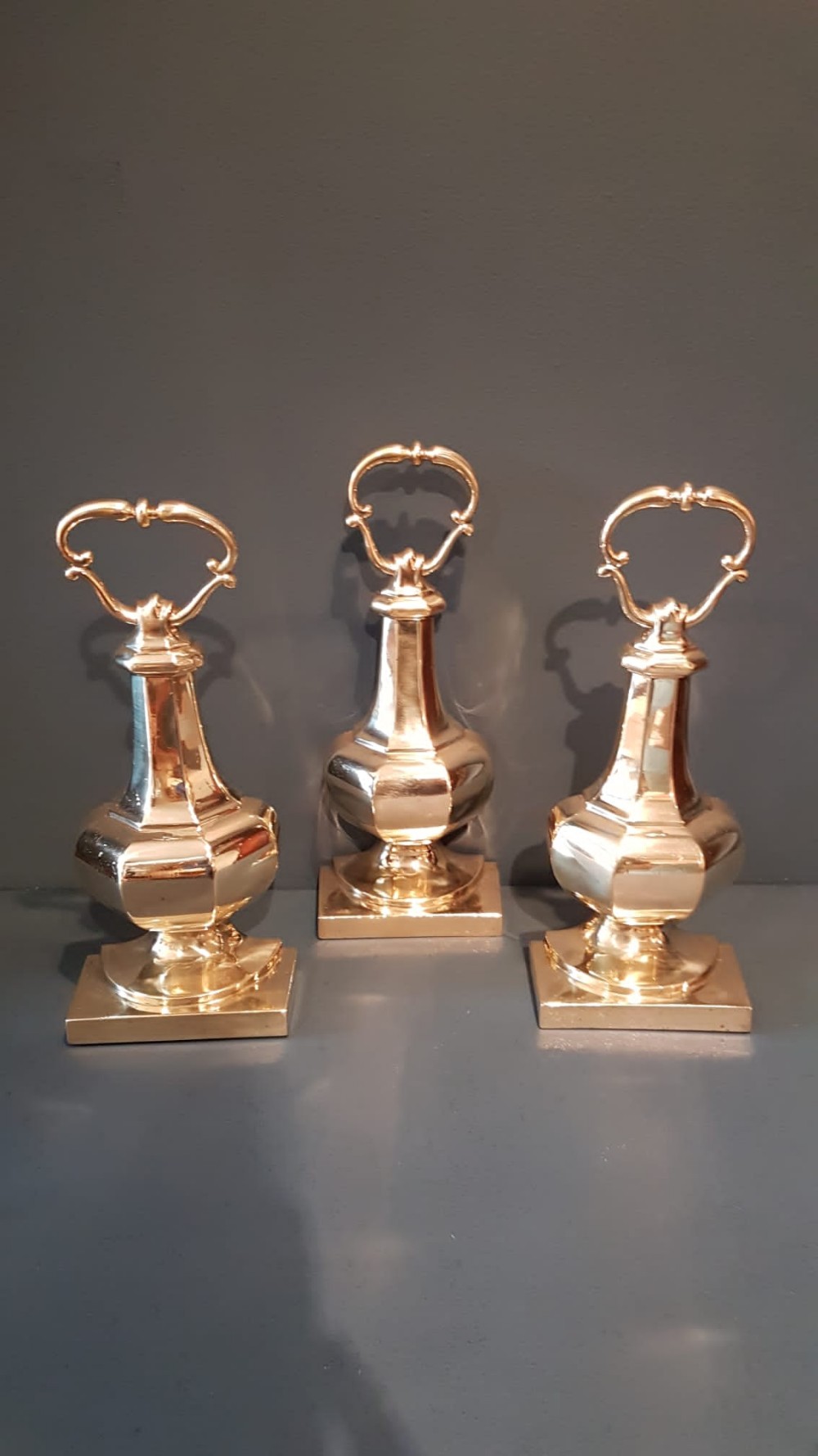 Rare Matching Set of 3 Victorian Brass Doorstops