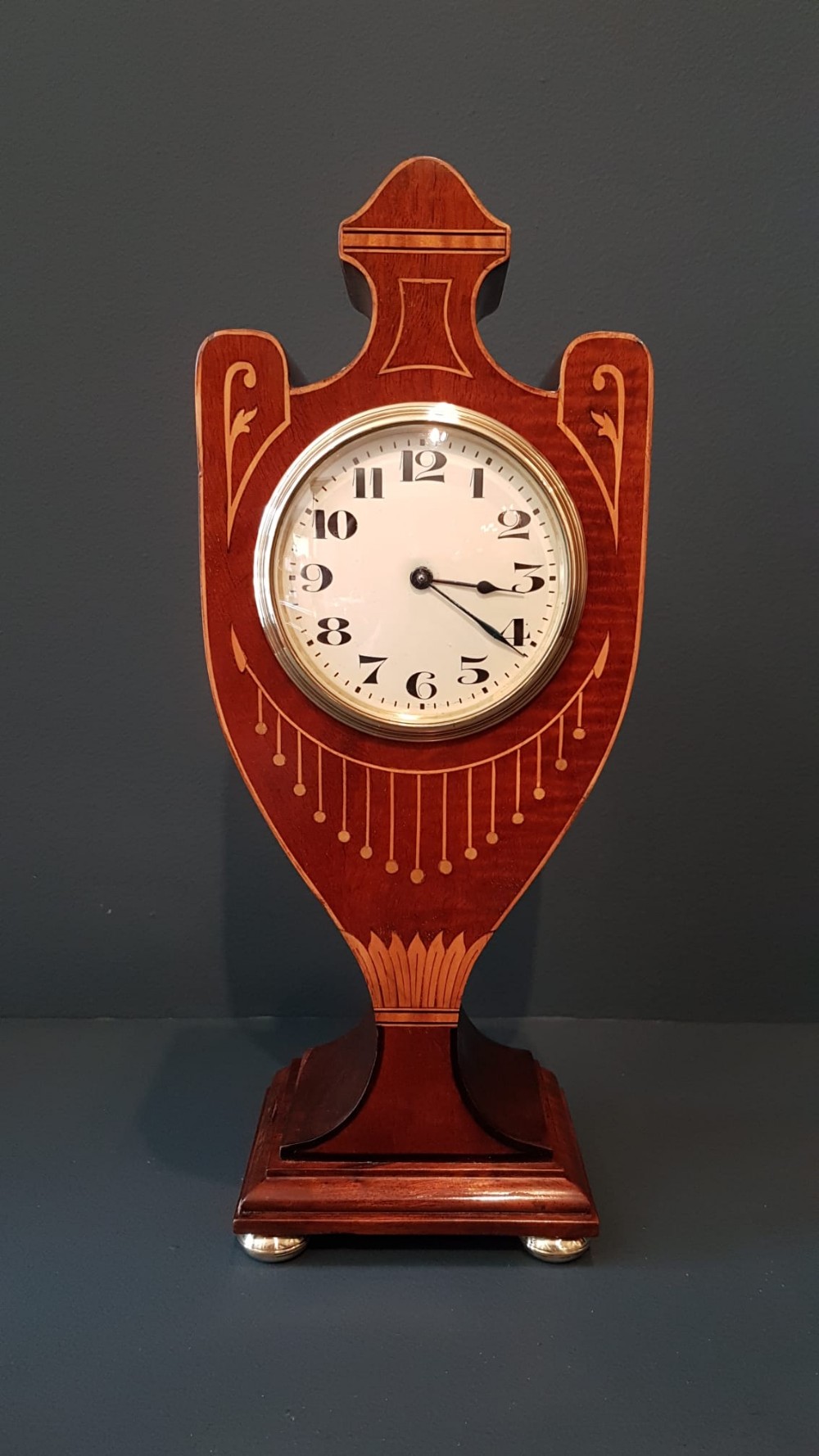 Fine Quality Inlaid Mahogany Mantel Clock
