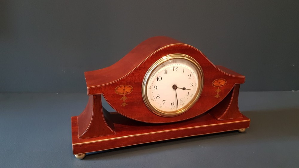 Fine Quality Edwardian Inlaid Mahogany Mantel Clock