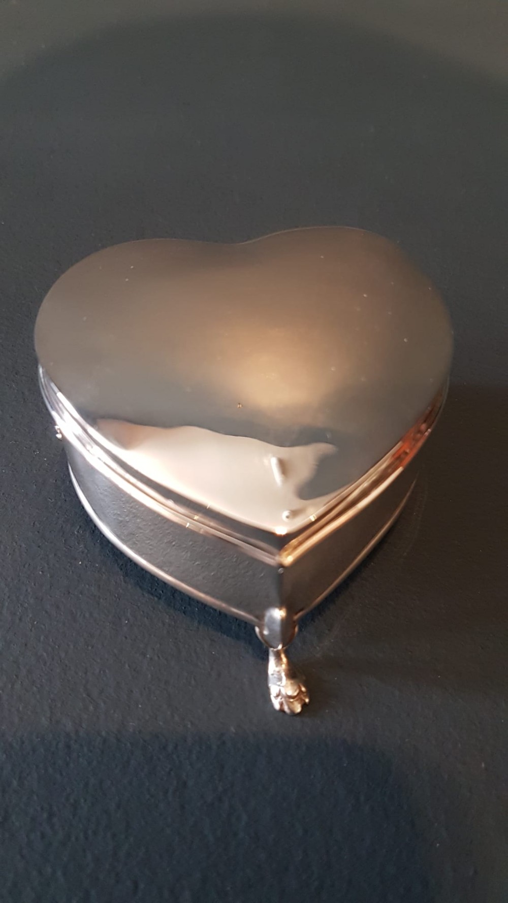 George V Silver Heart Shaped Ring Box