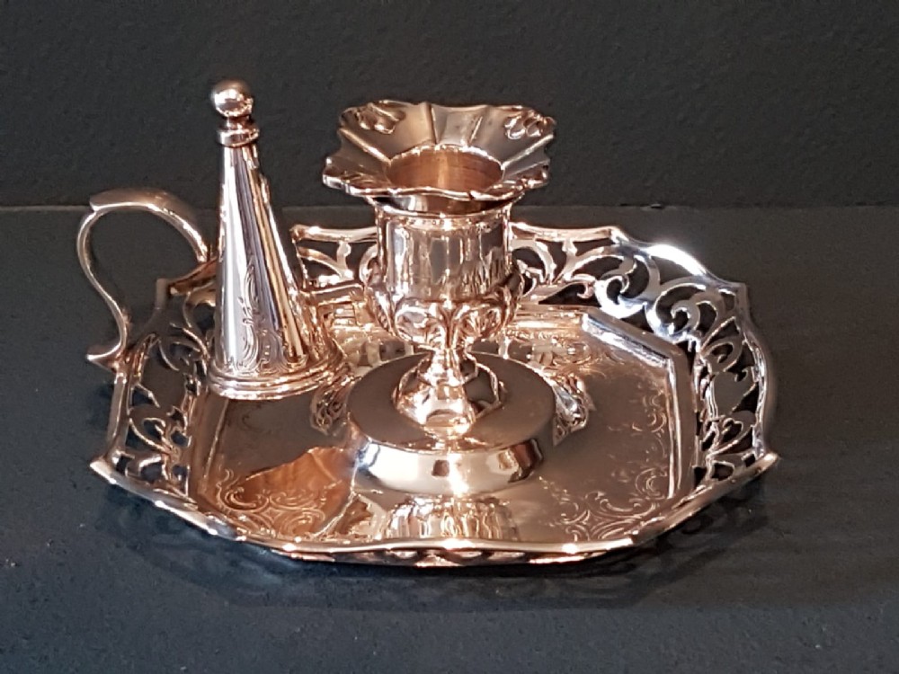 Victorian Silver Chamber Stick and Snuffer