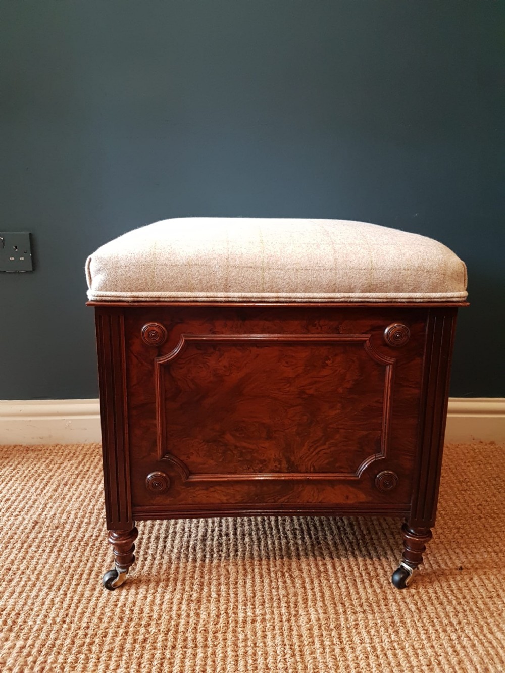 Mid Victorian Burr Walnut Ottoman