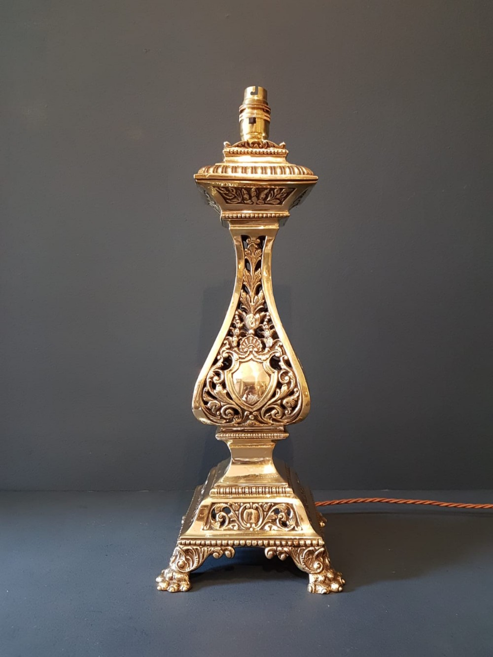 Edwardian Cast Brass Table Lamp