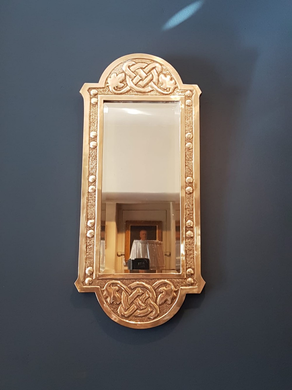 Edwardian Glasgow School Brass Framed Mirror