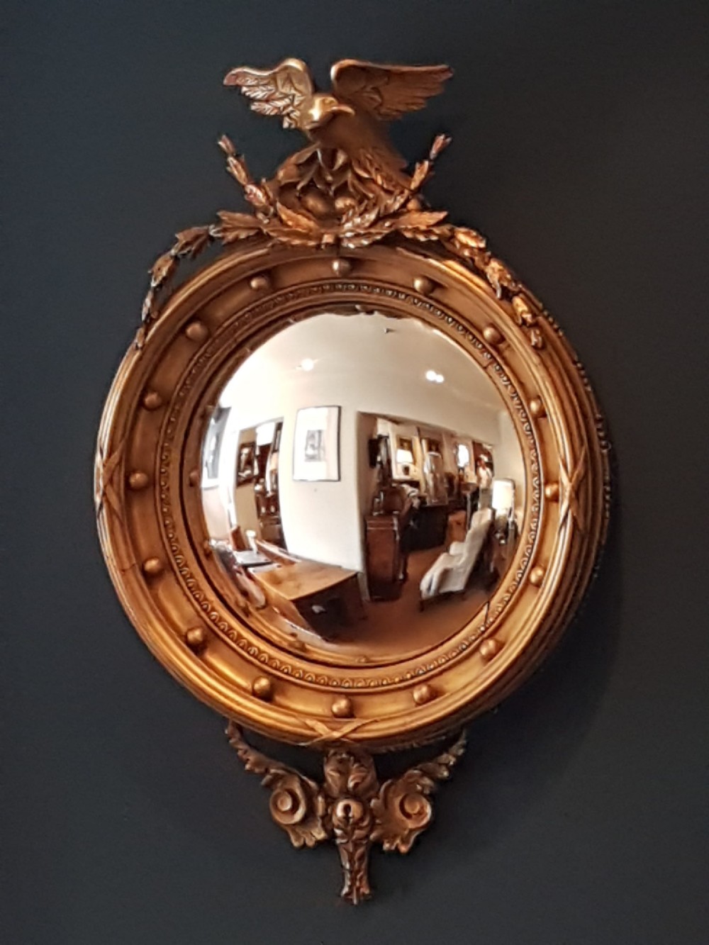 Victorian Timber Gilt Convex Mirror