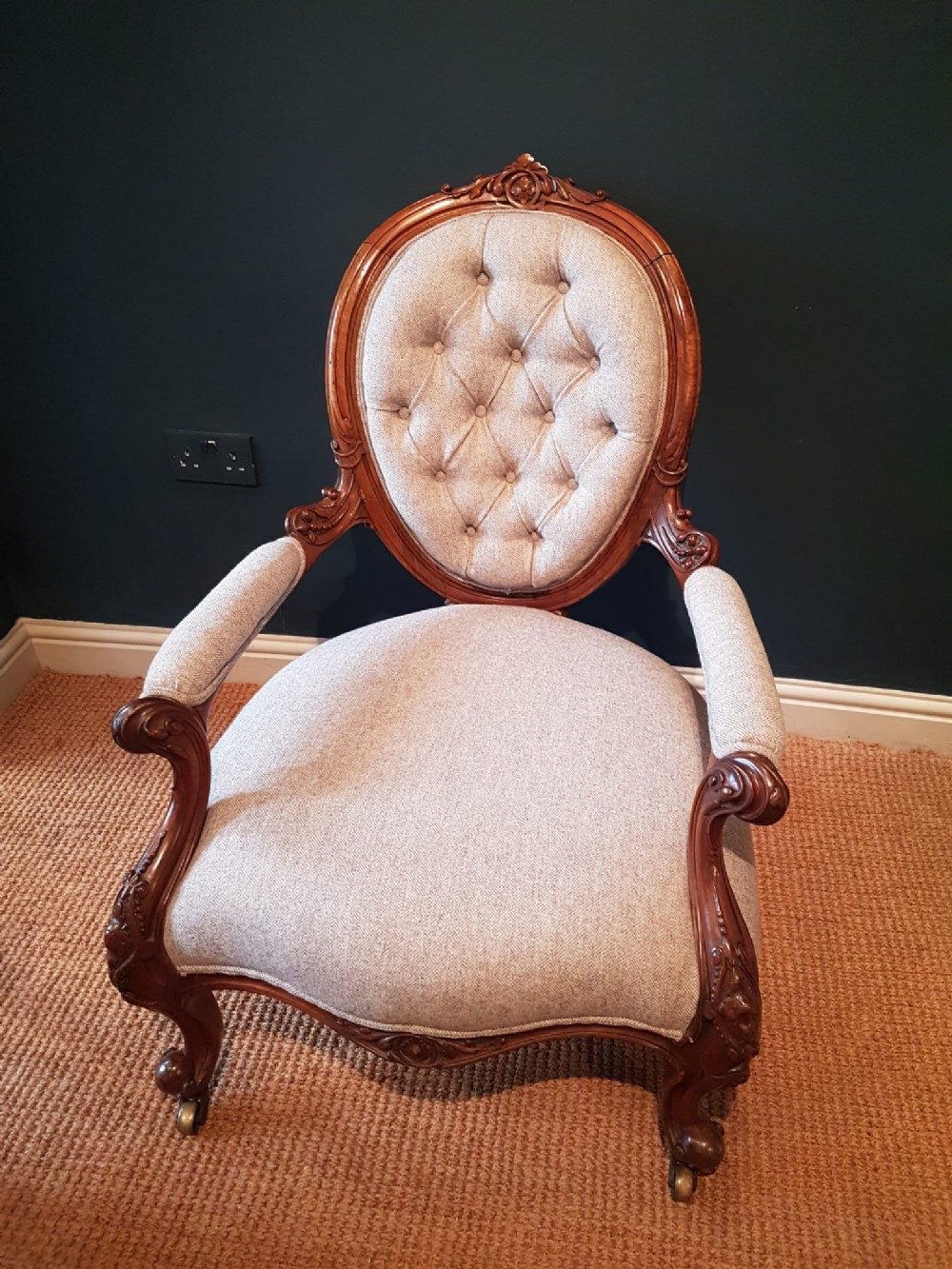 Victorian Walnut Framed Arm Chair