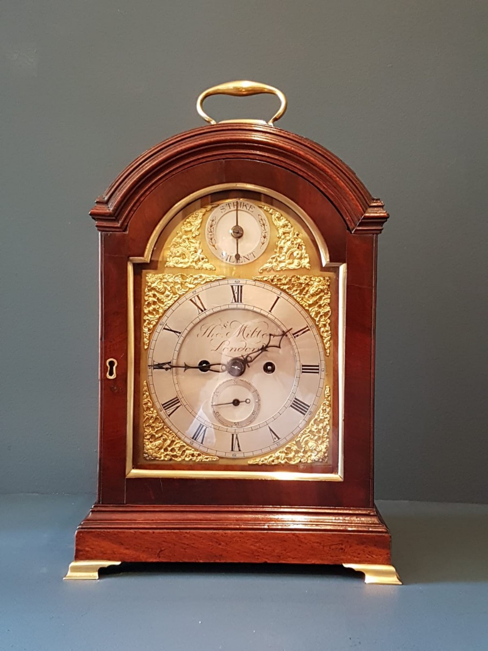 George III Mahogany Double Fusee Quarter Chiming Bracket Clock