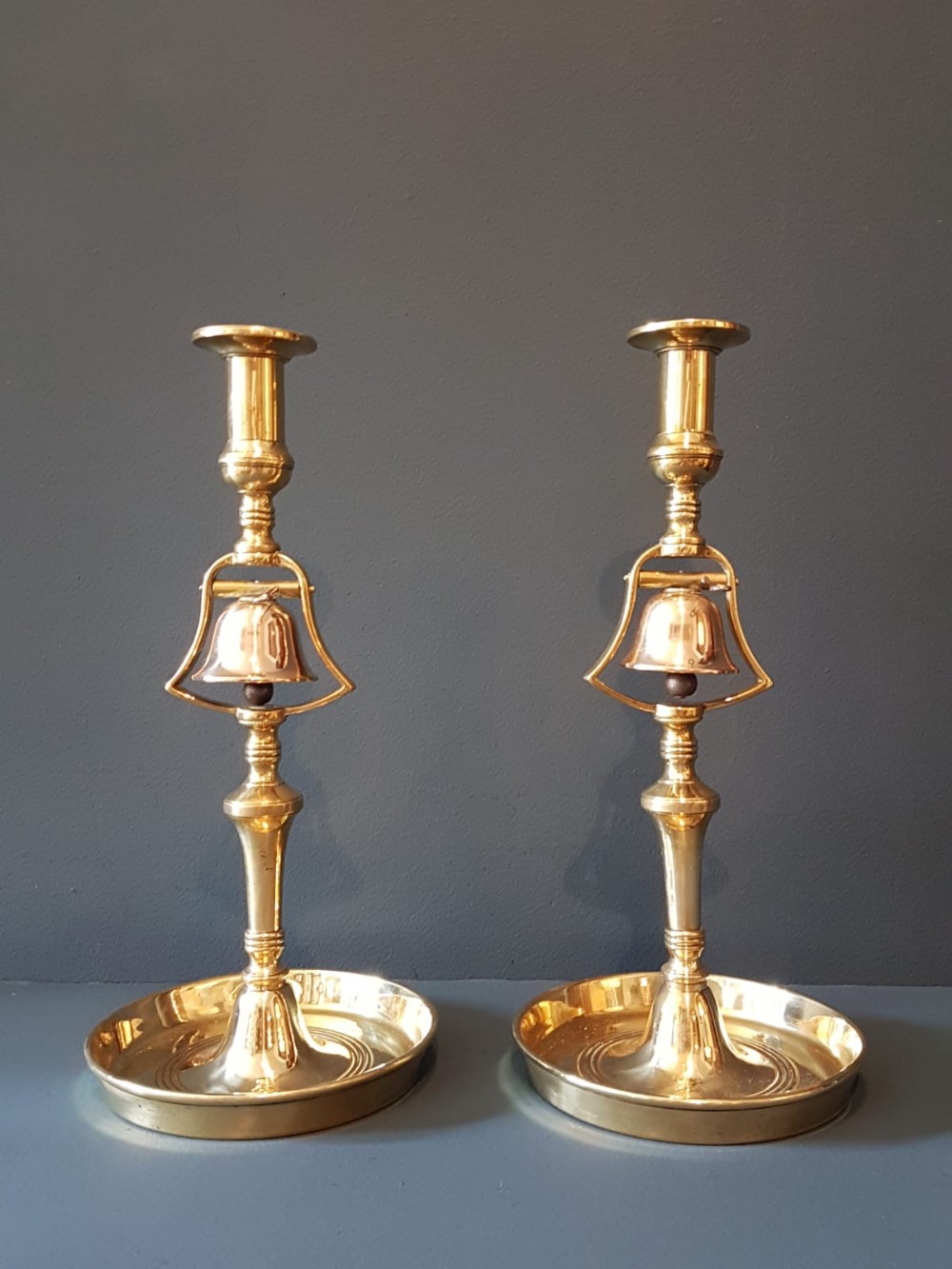 Matching Pair of George III Brass Tavern Candlesticks
