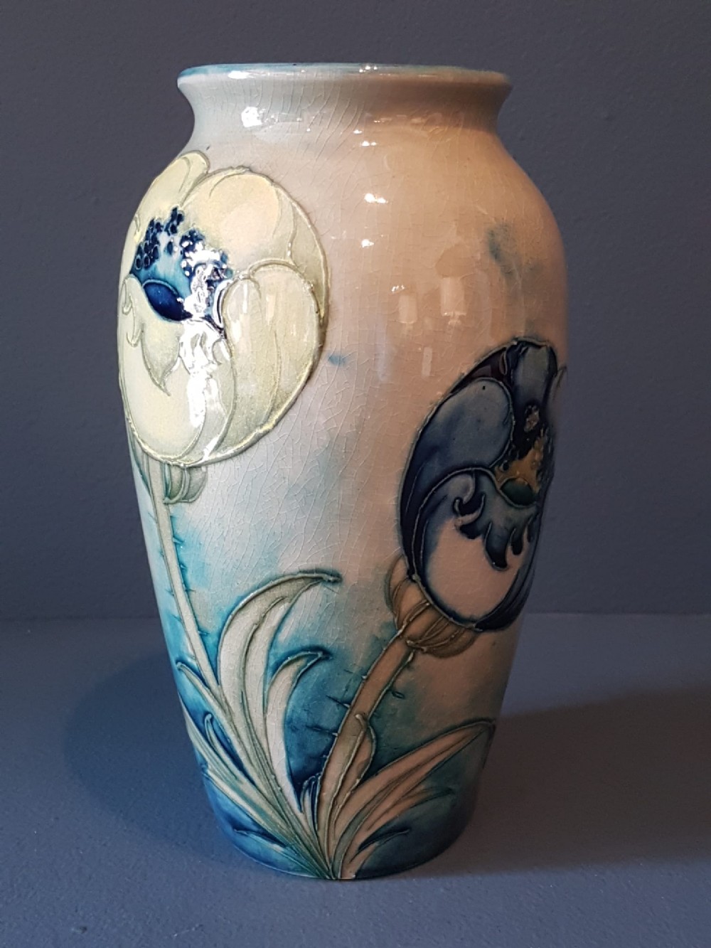 Rare Moorcroft Big Poppy on Celandon Ground Vase