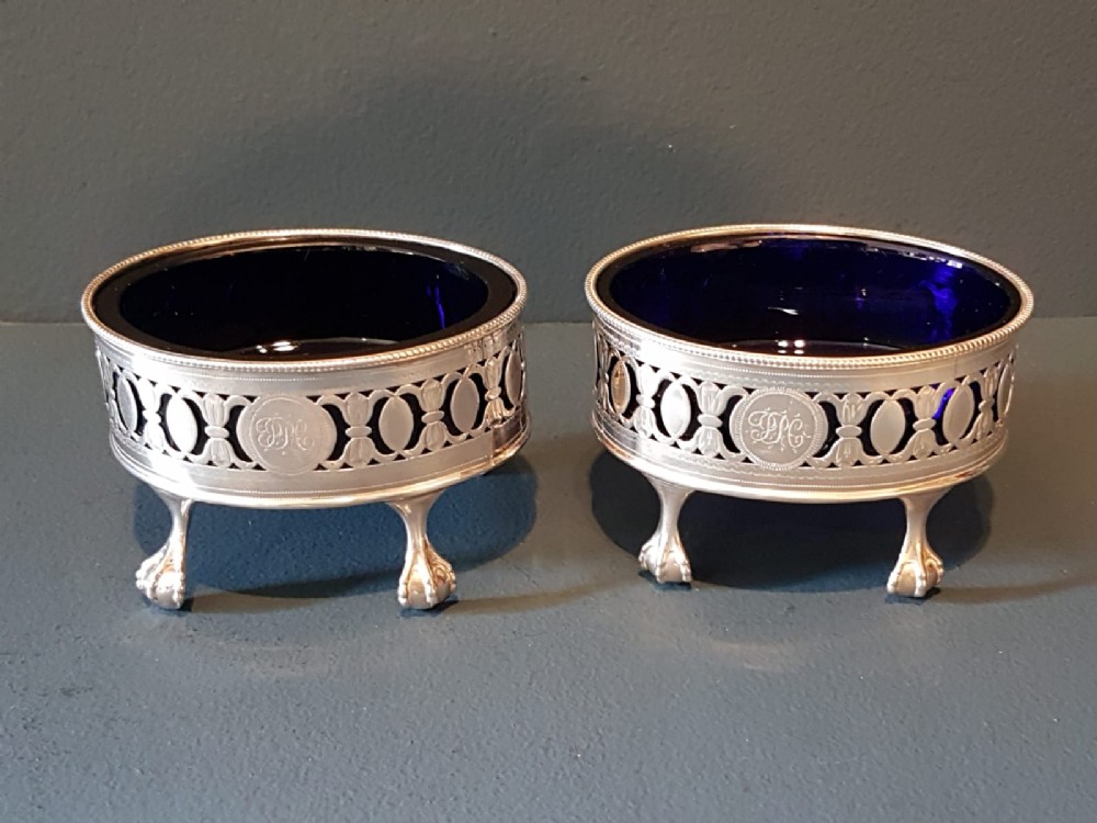 Matching Pair of George III Silver Hester Bateman Salts