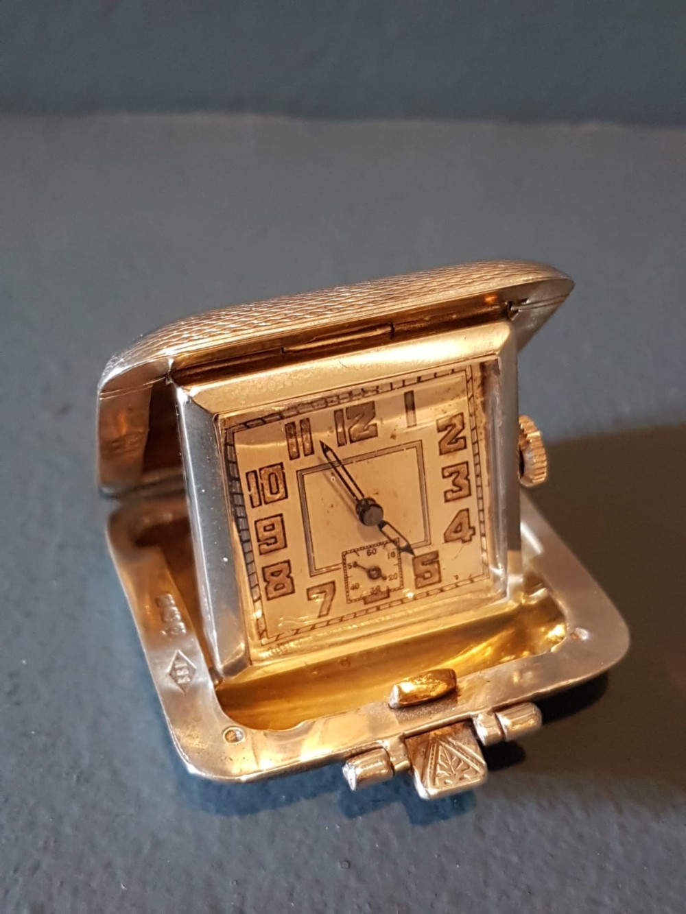 George V Engine Turned Silver Travelling Clock