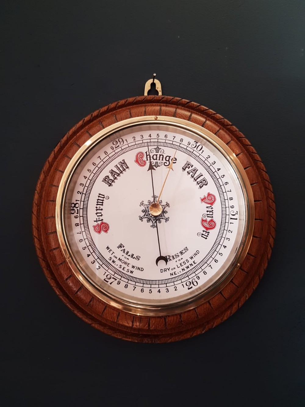 Victorian Oak Cased Enamel Dial Barometer