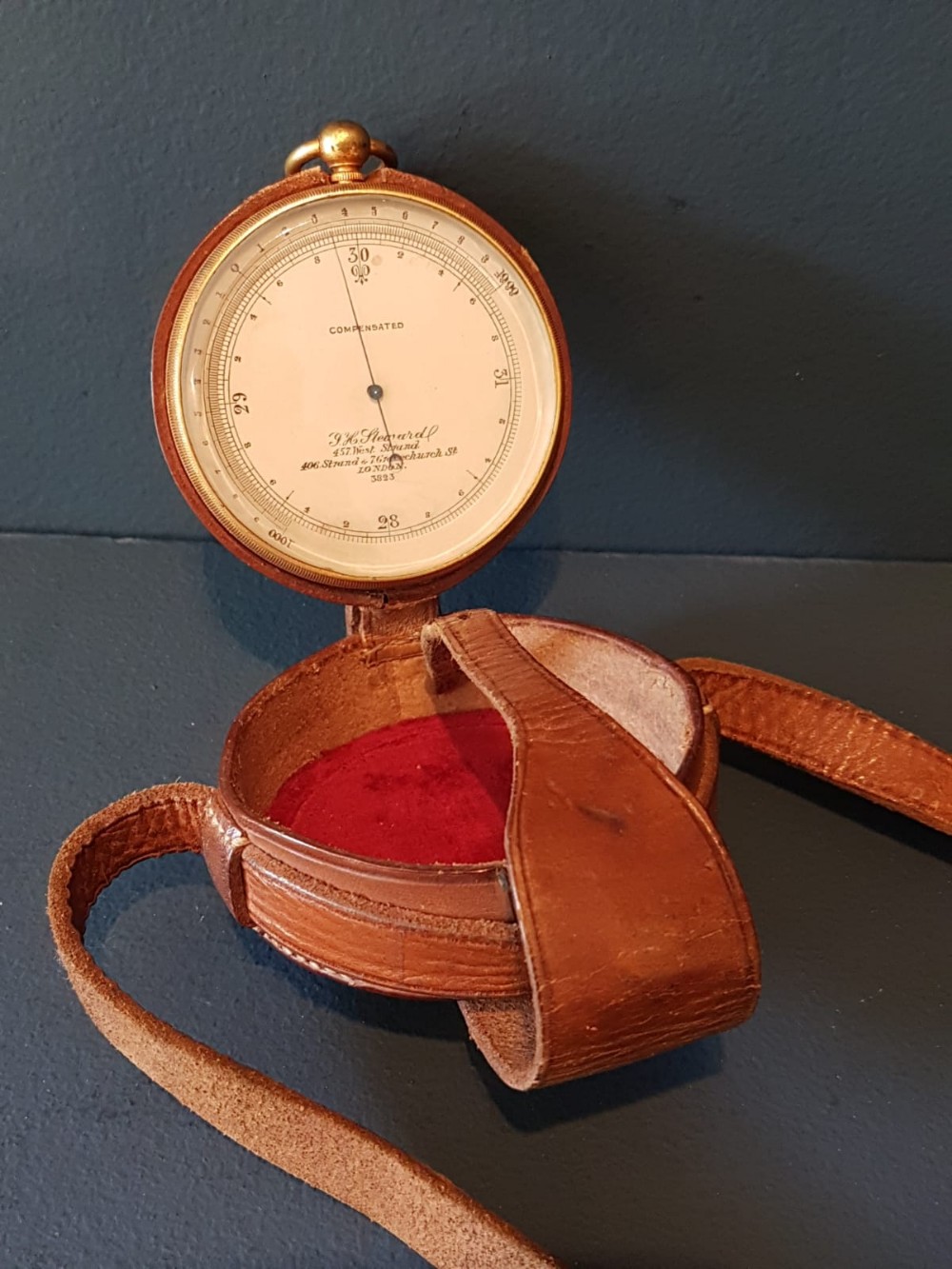 Steward Campaign Barometer and Leather Case