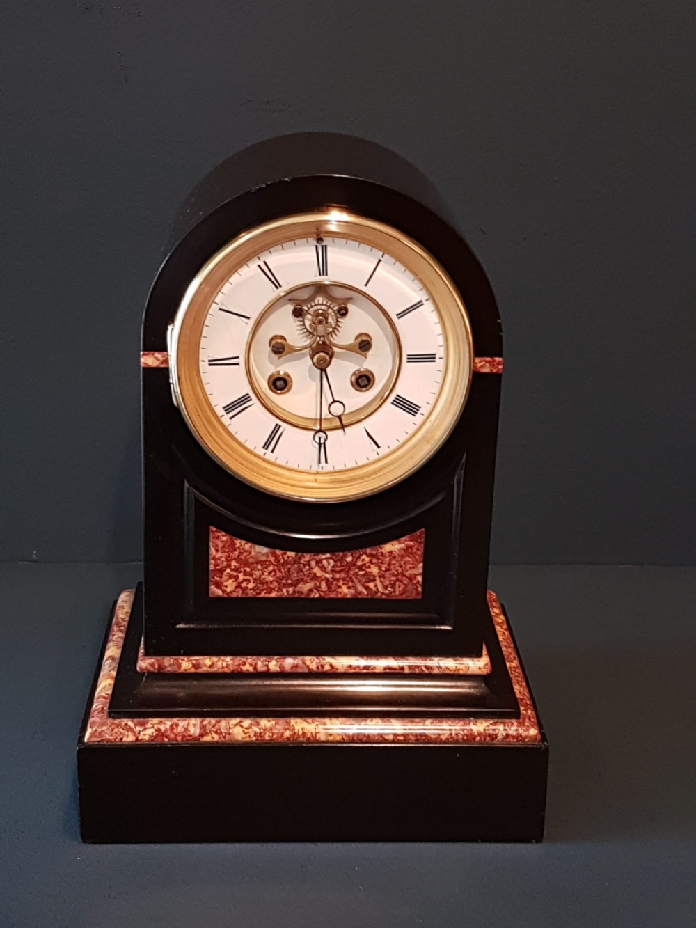 Victorian Polished Slate Mantel Clock