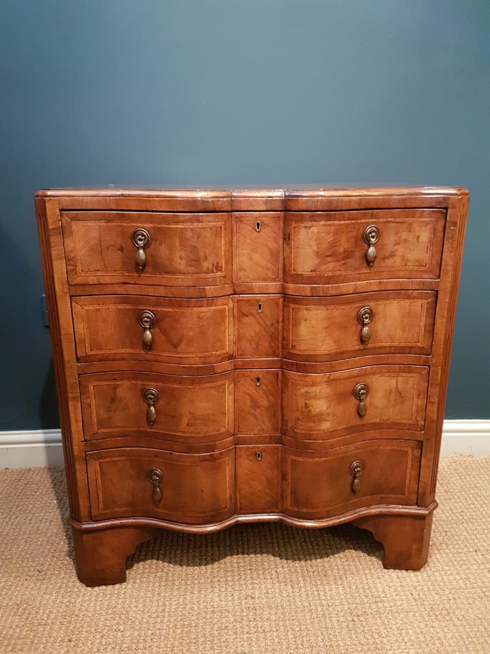 Edwardian Walnut Ribbon Front Chest of Drawers