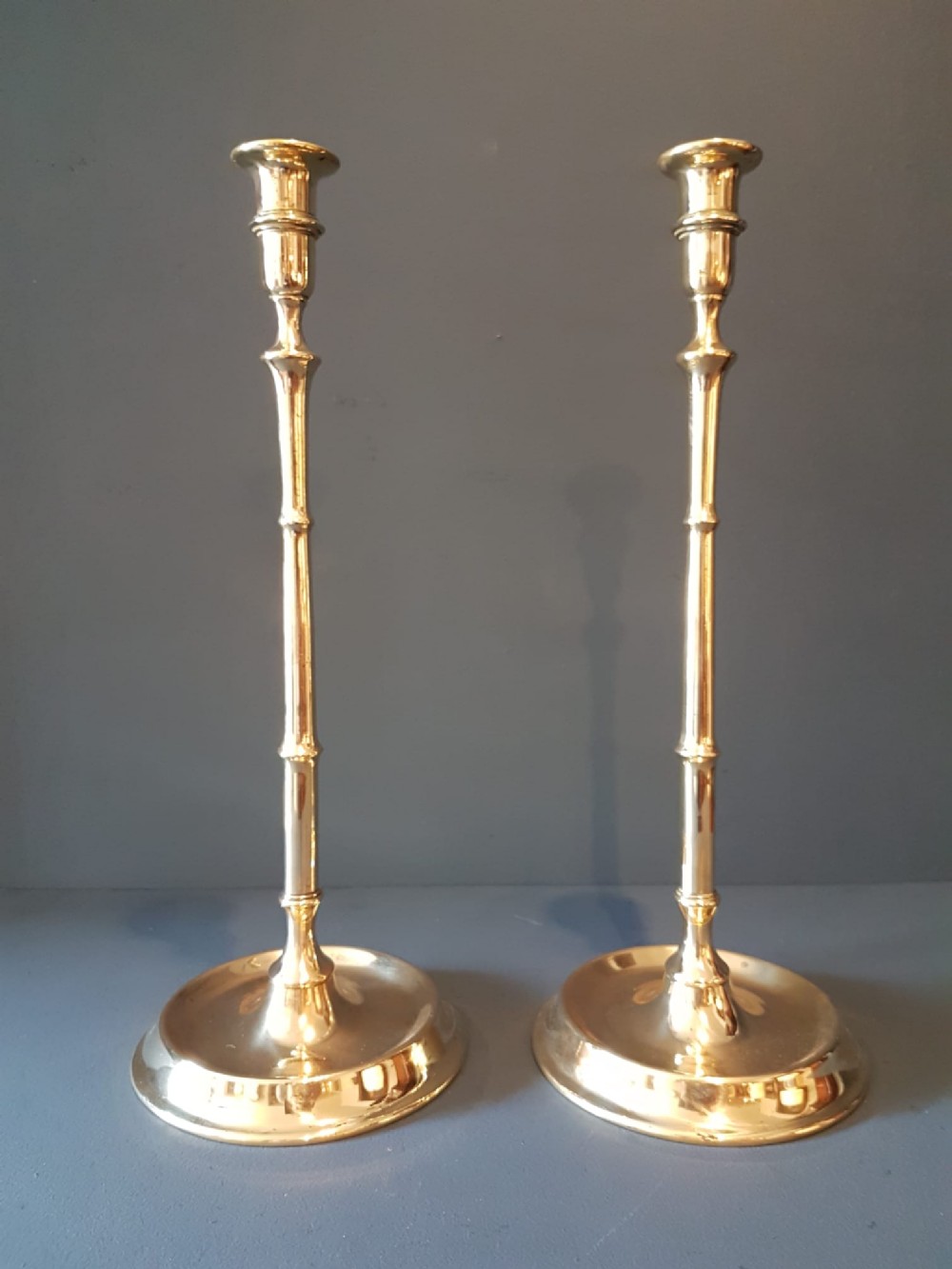 Large Pair of Victorian Brass Candlesticks