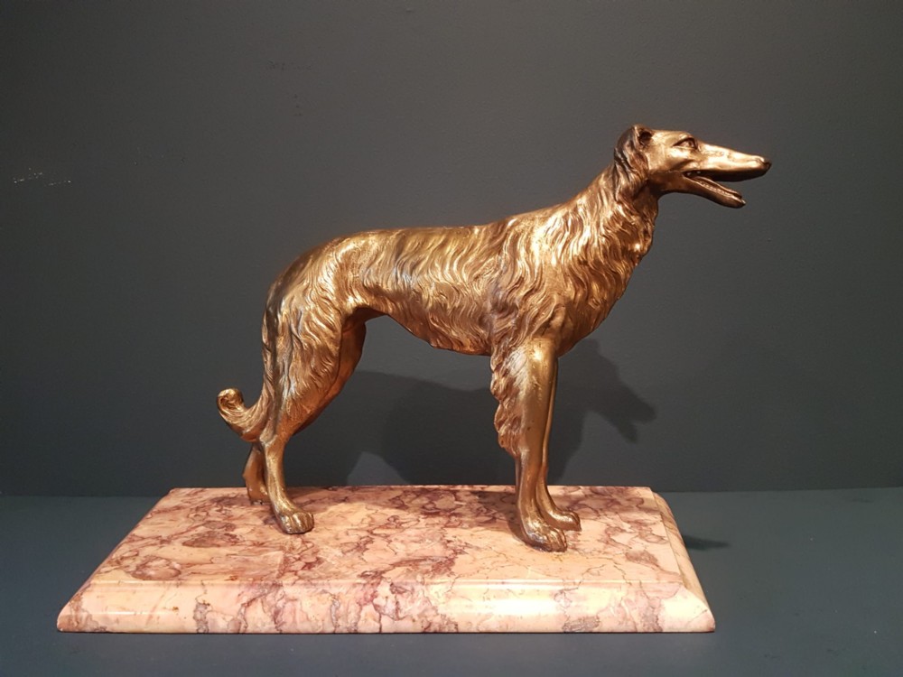 Late Victorian Gilt Brass Model of a Saluki