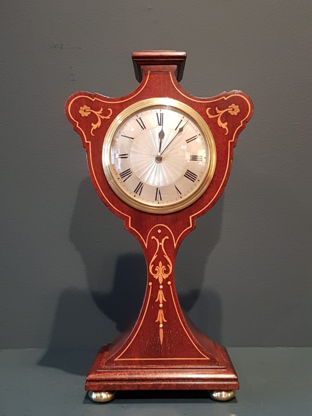 Fine Quality Inlaid Silvered Dial Edwardian Mantel Clock