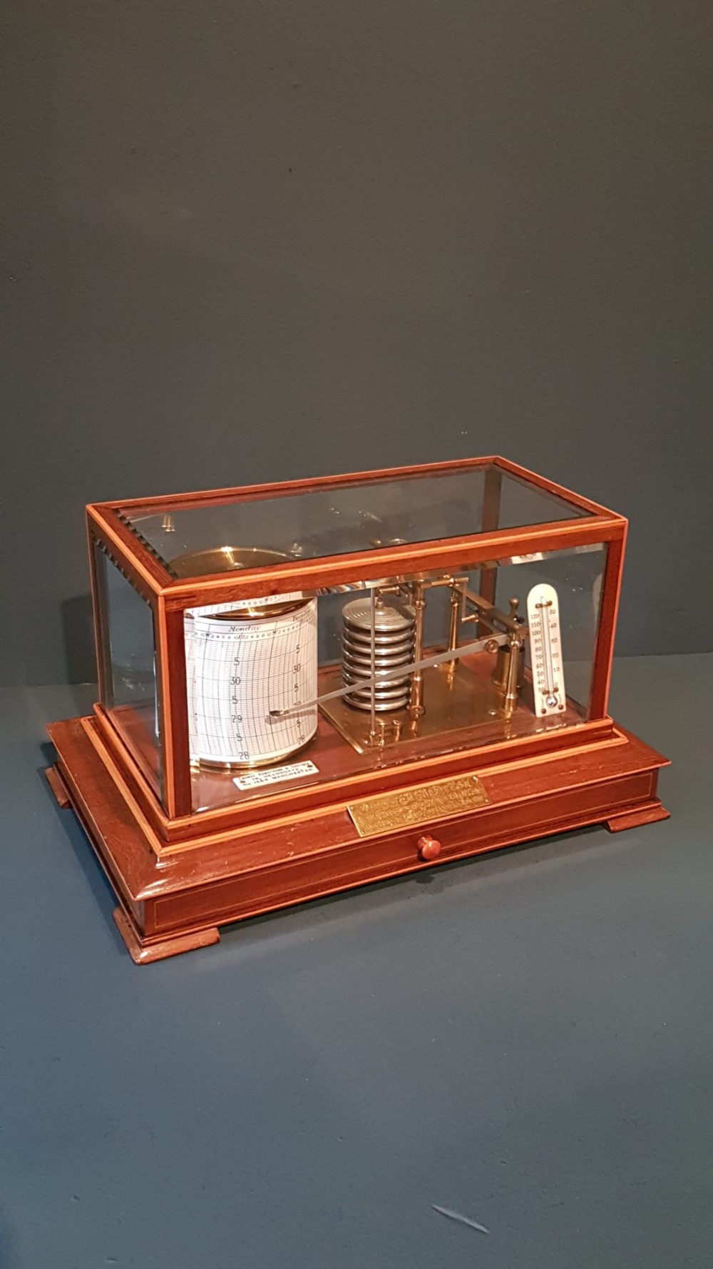 Superior Quality Edwardian Inlaid Mahogany Barograph