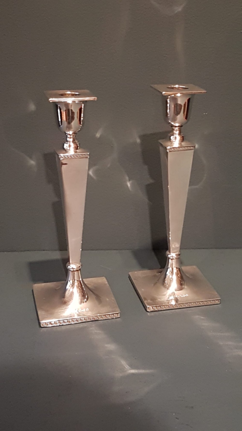 Pair of George V Silver Candlesticks by Walker and Hall