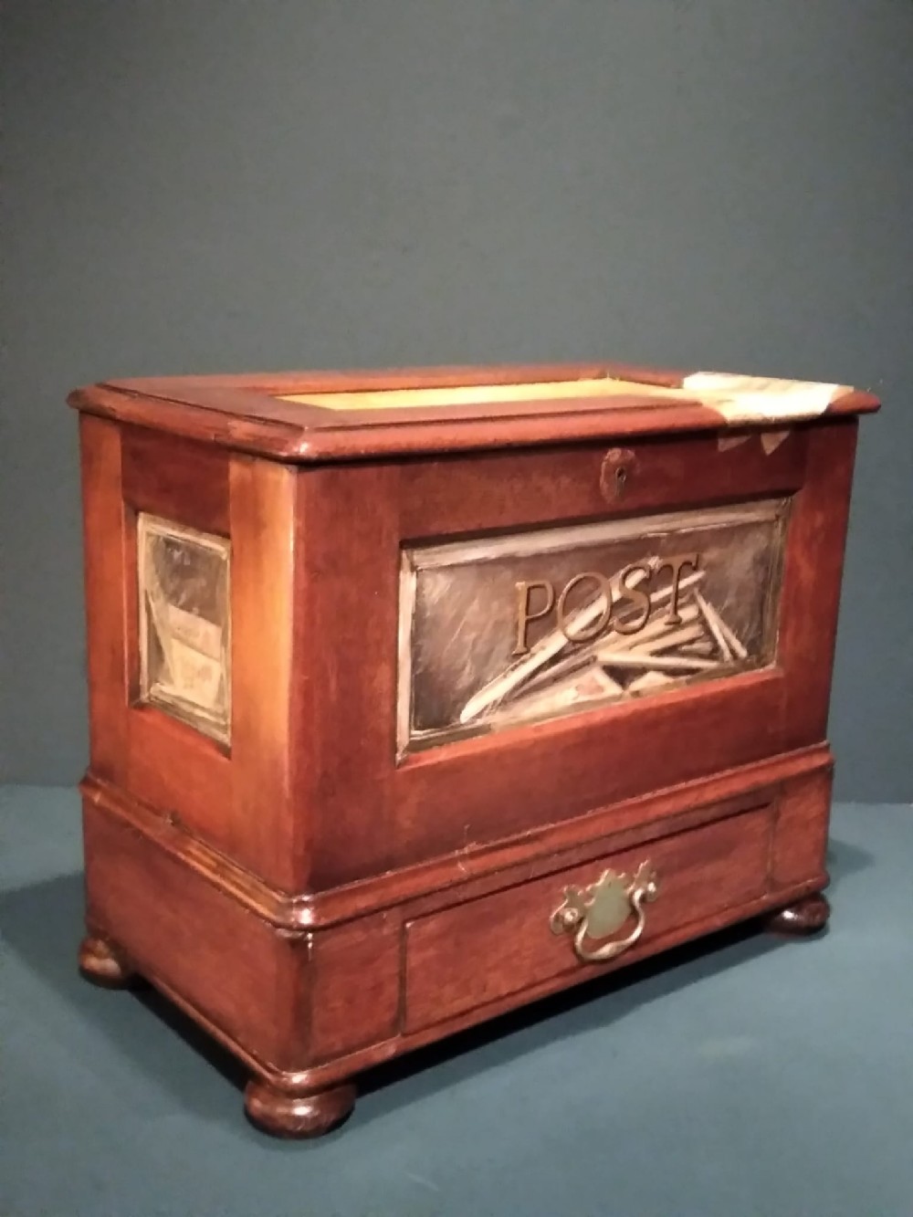 Unusual Victorian Painted Mahogany Post Box