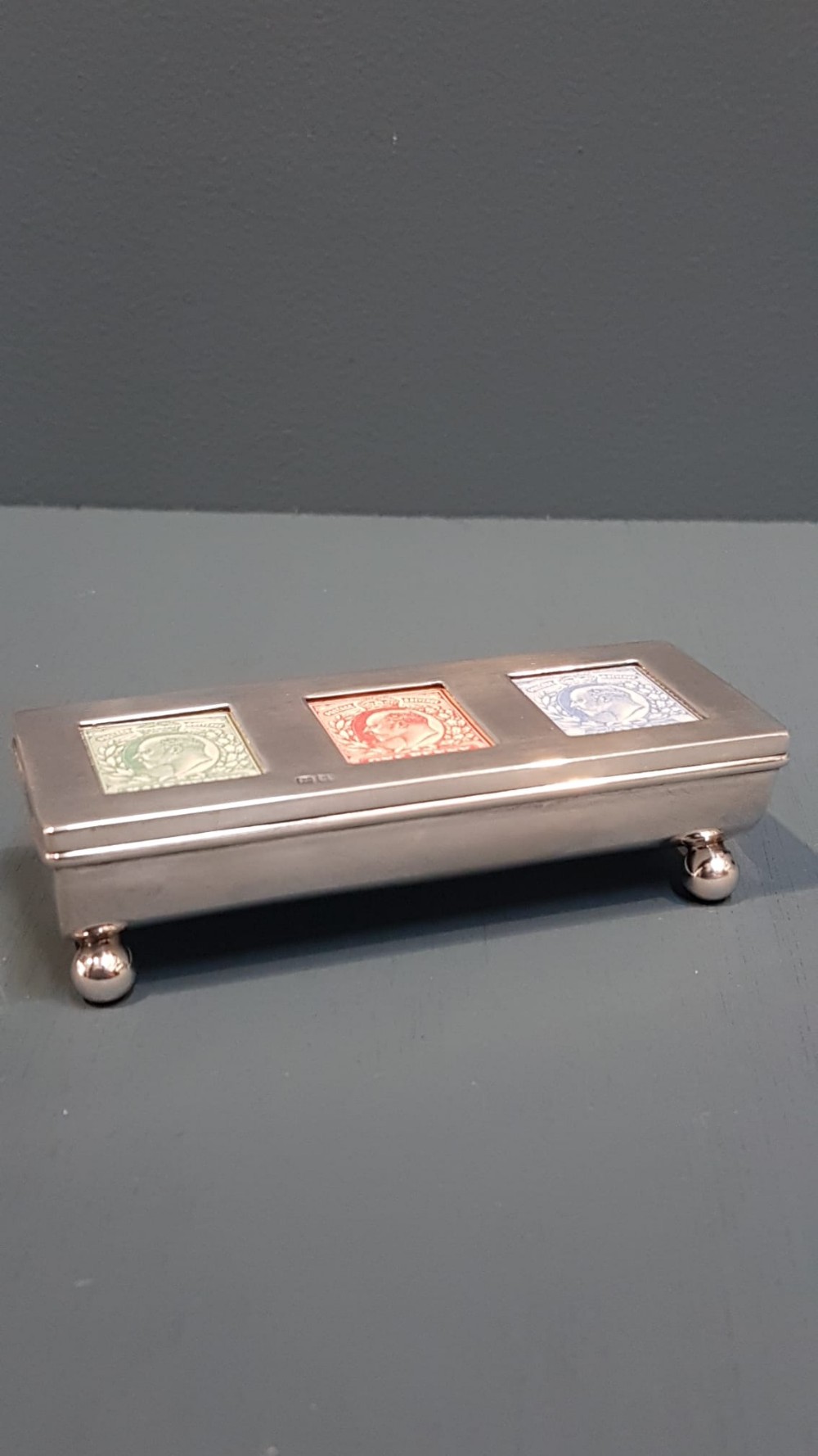 Silver Three Section Stamp Box