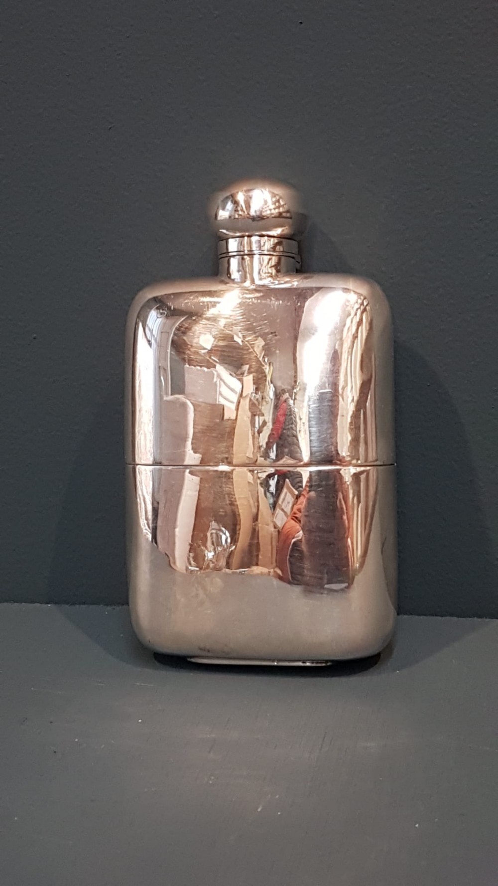 Superb Edwardian Silver Hip Flask and Cup