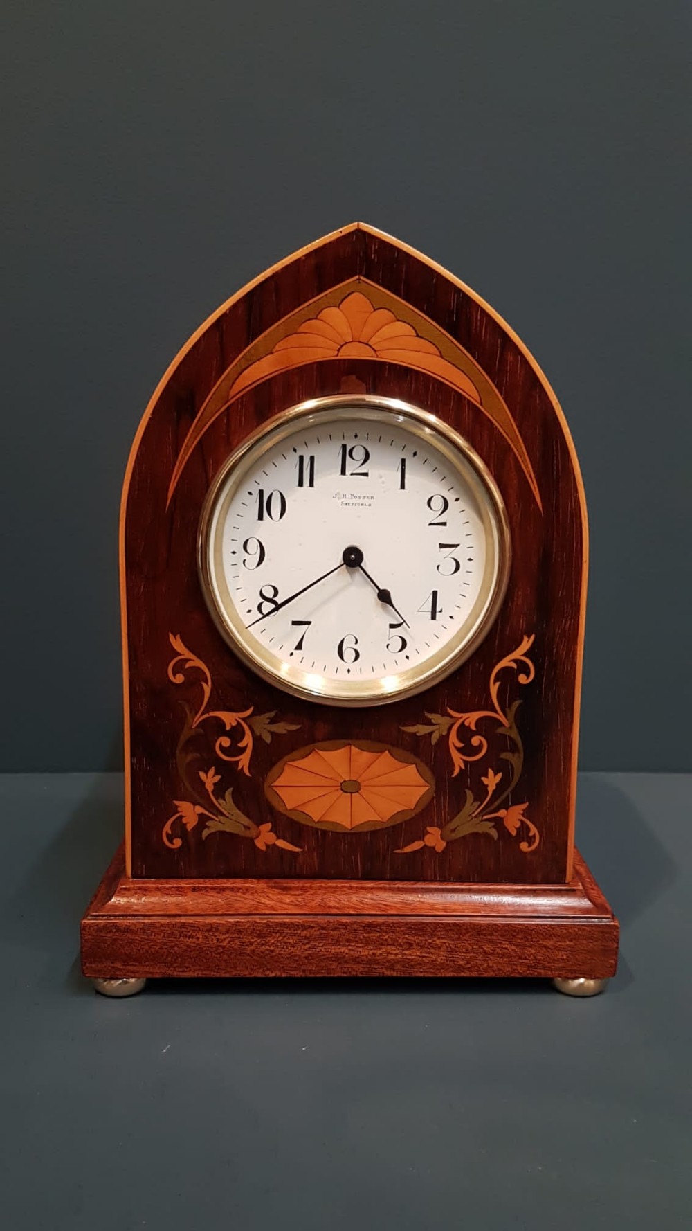 Edwardian Inlaid Rosewood Mantel Clock