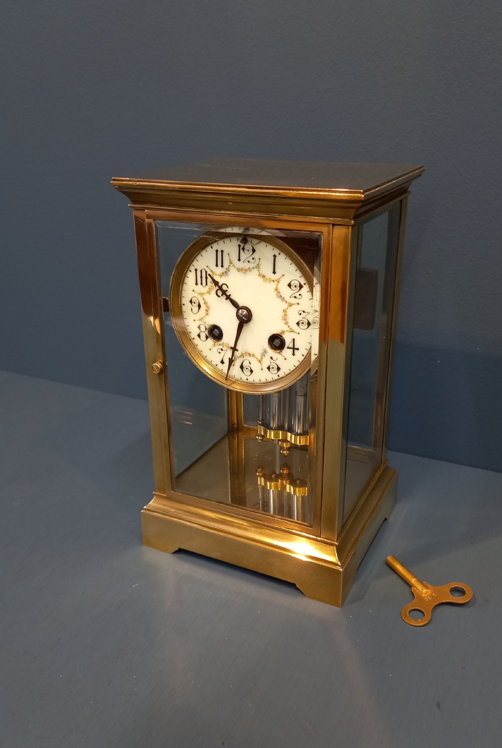 Small Victorian Four Glass Mantel Clock 