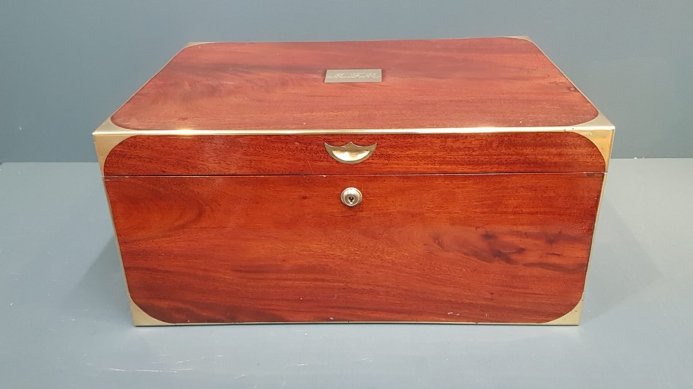 Early Victorian Brass Bound Mahogany Deeds Box