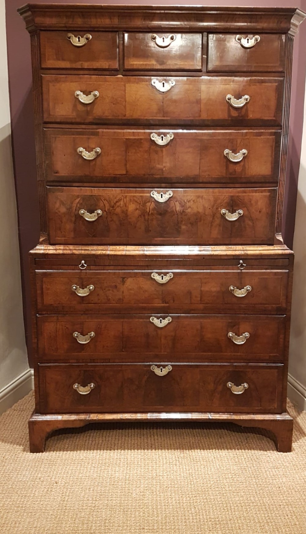 Superb George II Walnut Chest on Chest