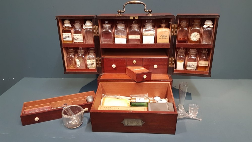 Victorian Mahogany Apothecary Box and Original Contents