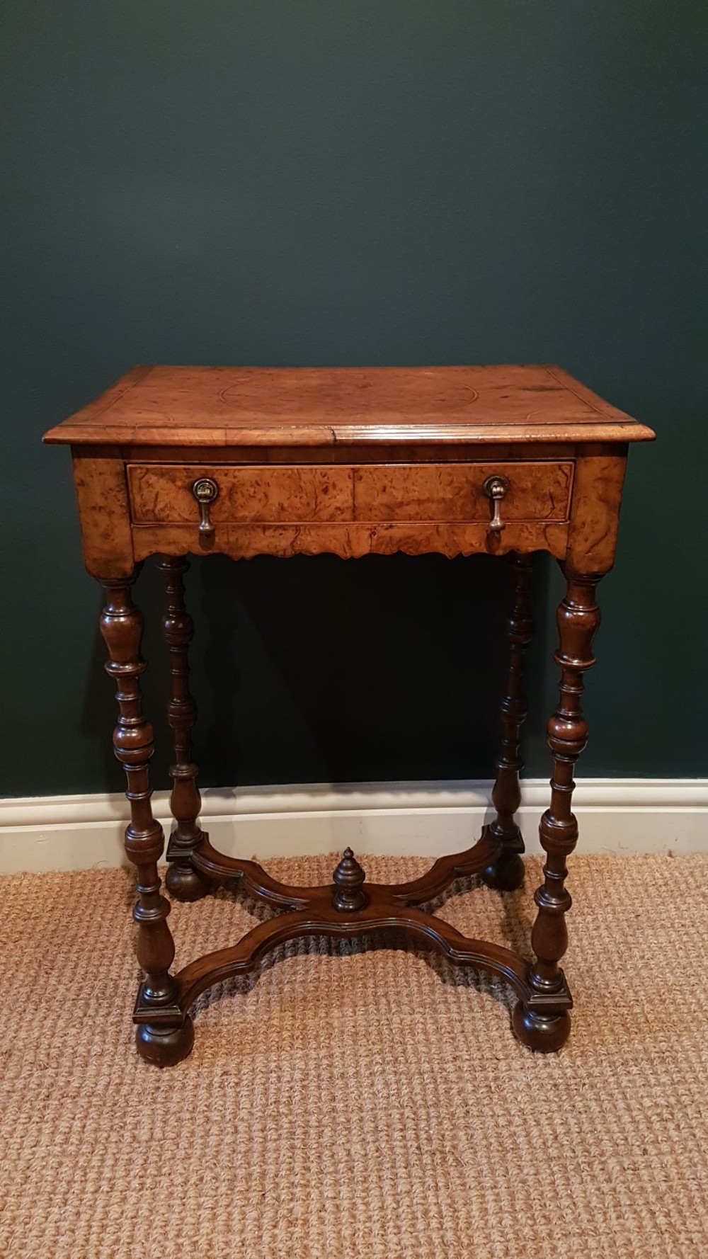 Superb William & Mary Style Walnut Side Table