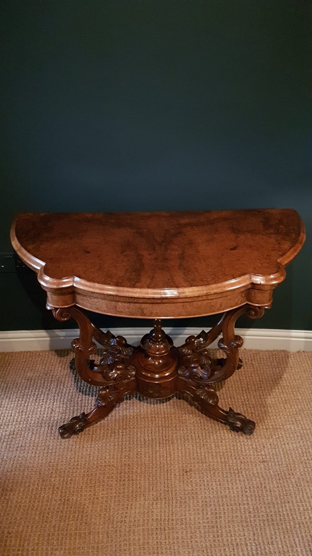Fine Quality Mid Victorian Burr Walnut Gaming Table
