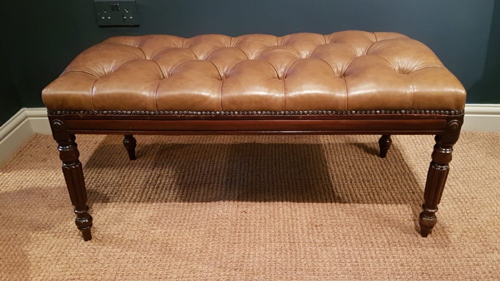 Large Regency Leather Stool