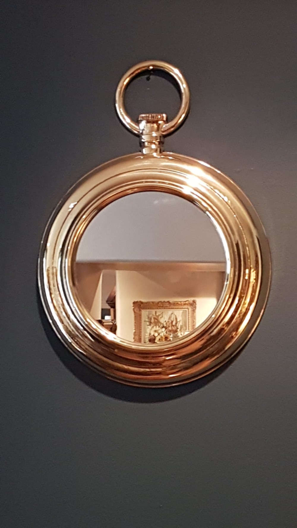 1930's Brass Framed Pocket Watch Style Mirror