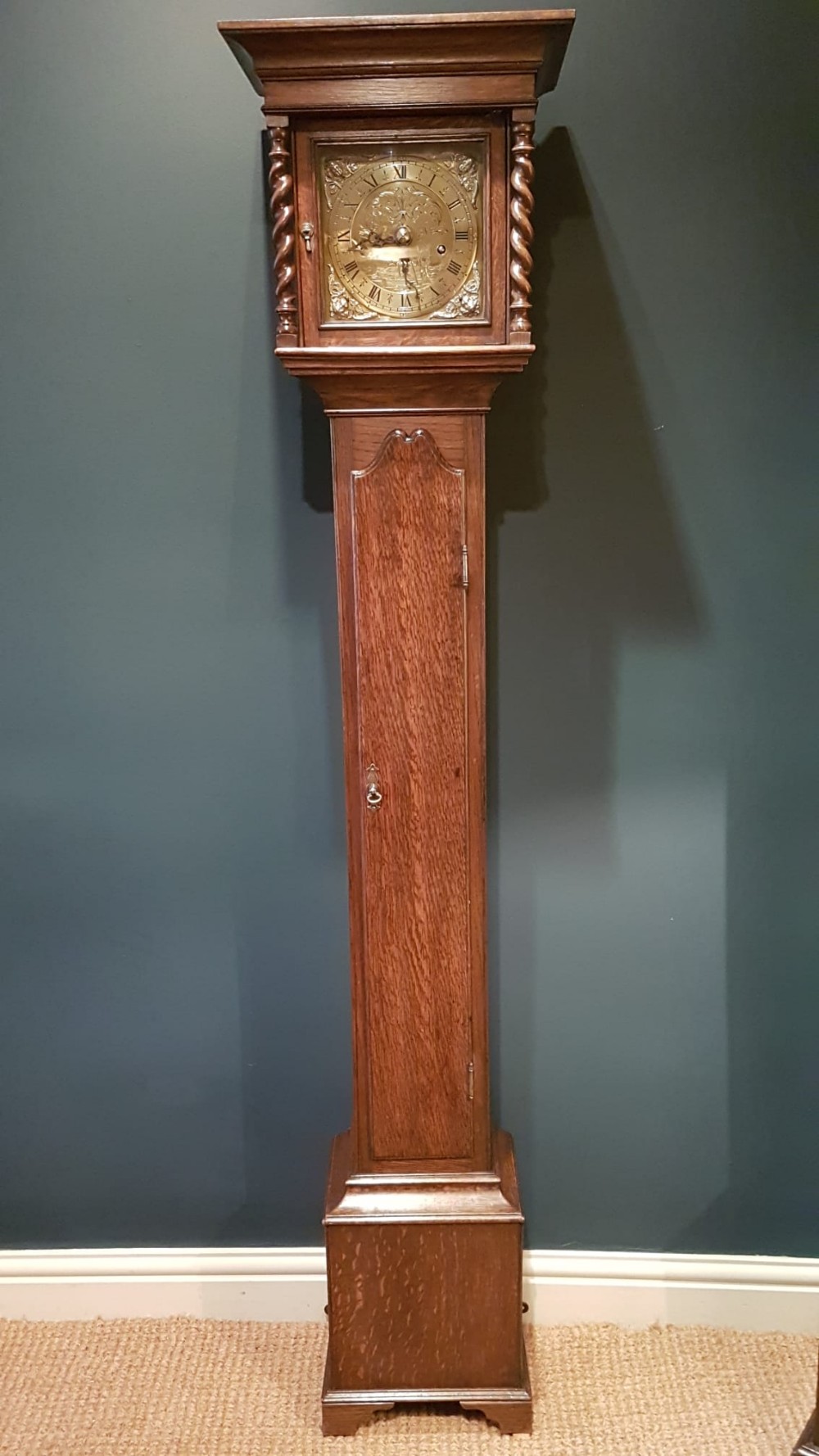 Victorian Oak Weight Driven Grandmother Clock