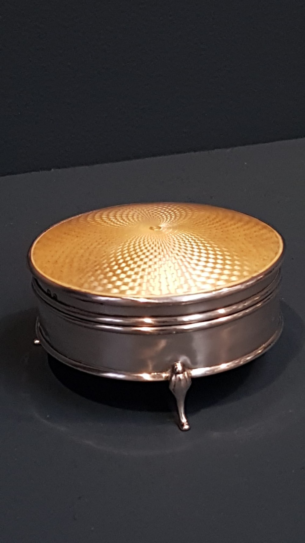 Golden Yellow Enamel and Silver Ring Box