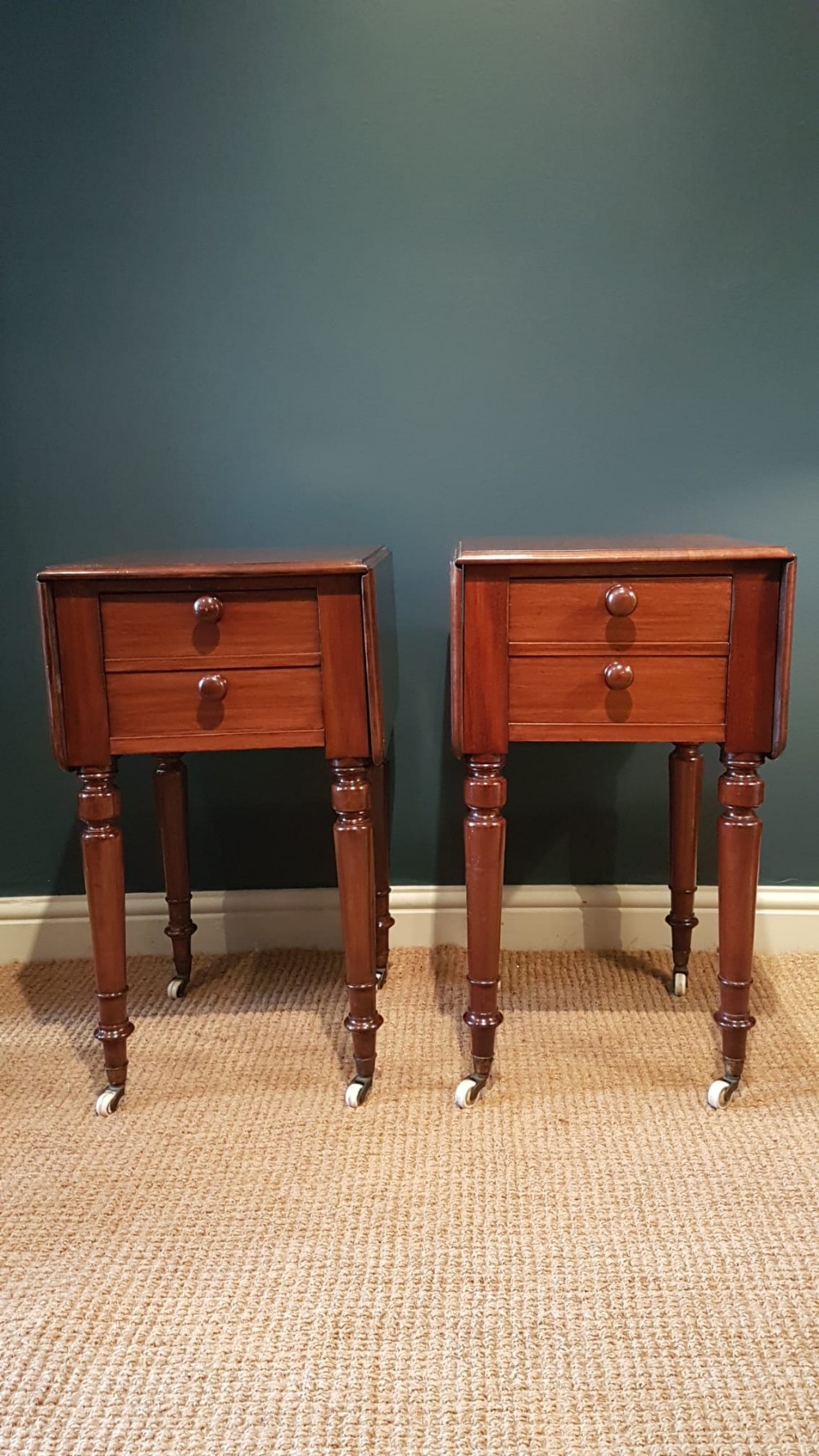 Matching Pair of Early Victorian Pembroke Bedside Cabinets