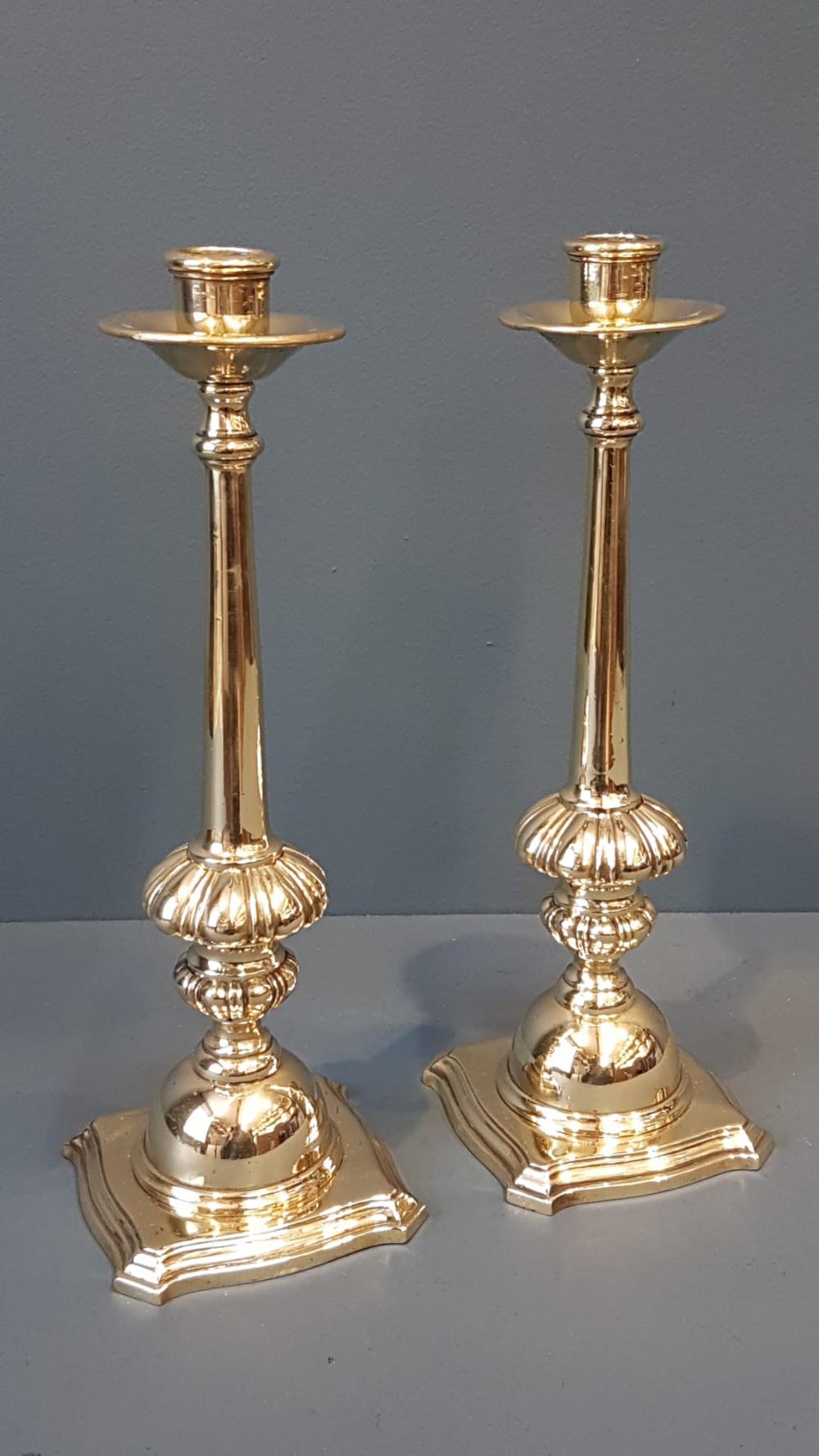 Pair William IV Cast Brass Candlesticks