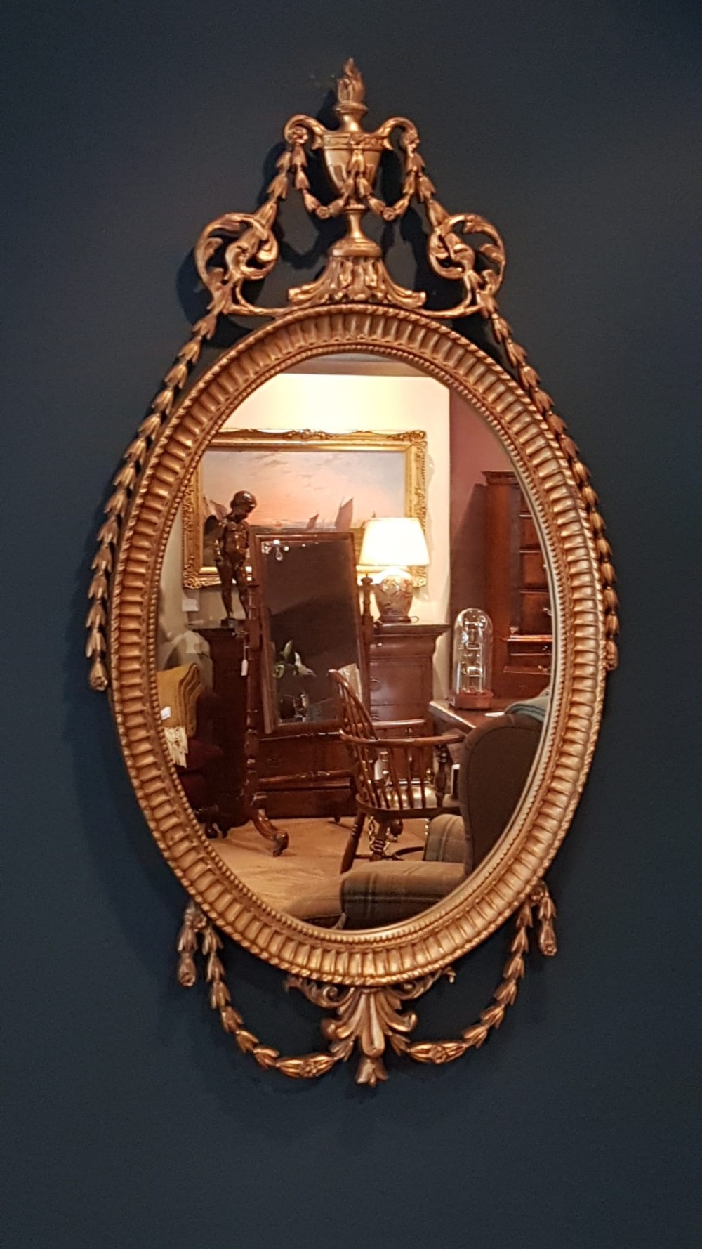Victorian Oval Timber Gilt Mirror
