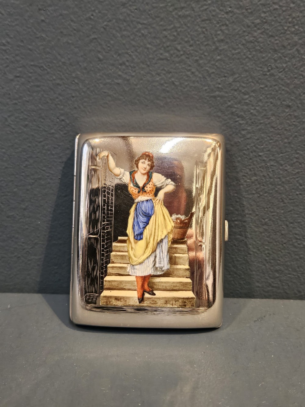 Outstanding Silver and Enamel Cheroot Case