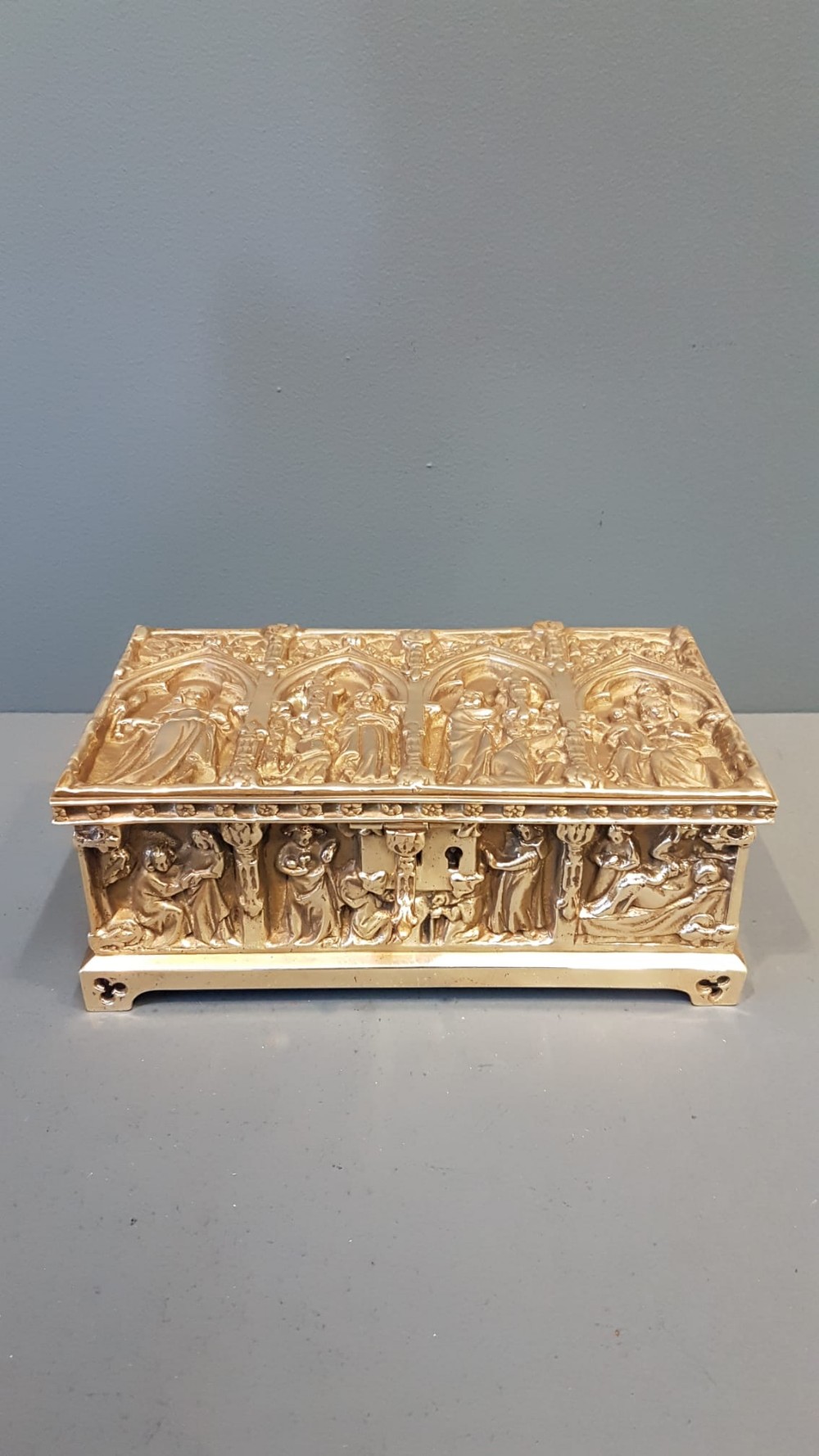 Victorian Cast Brass Jewel Casket