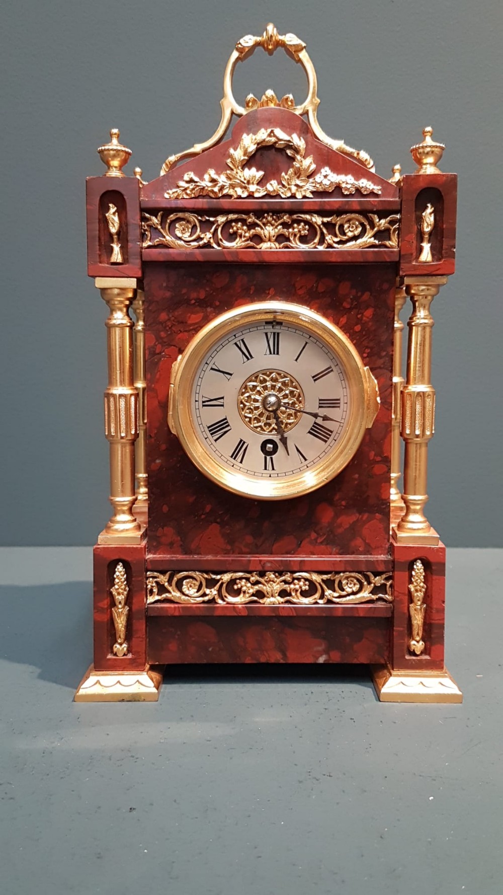 Victorian French Marble & Ormolu Mantel Clock