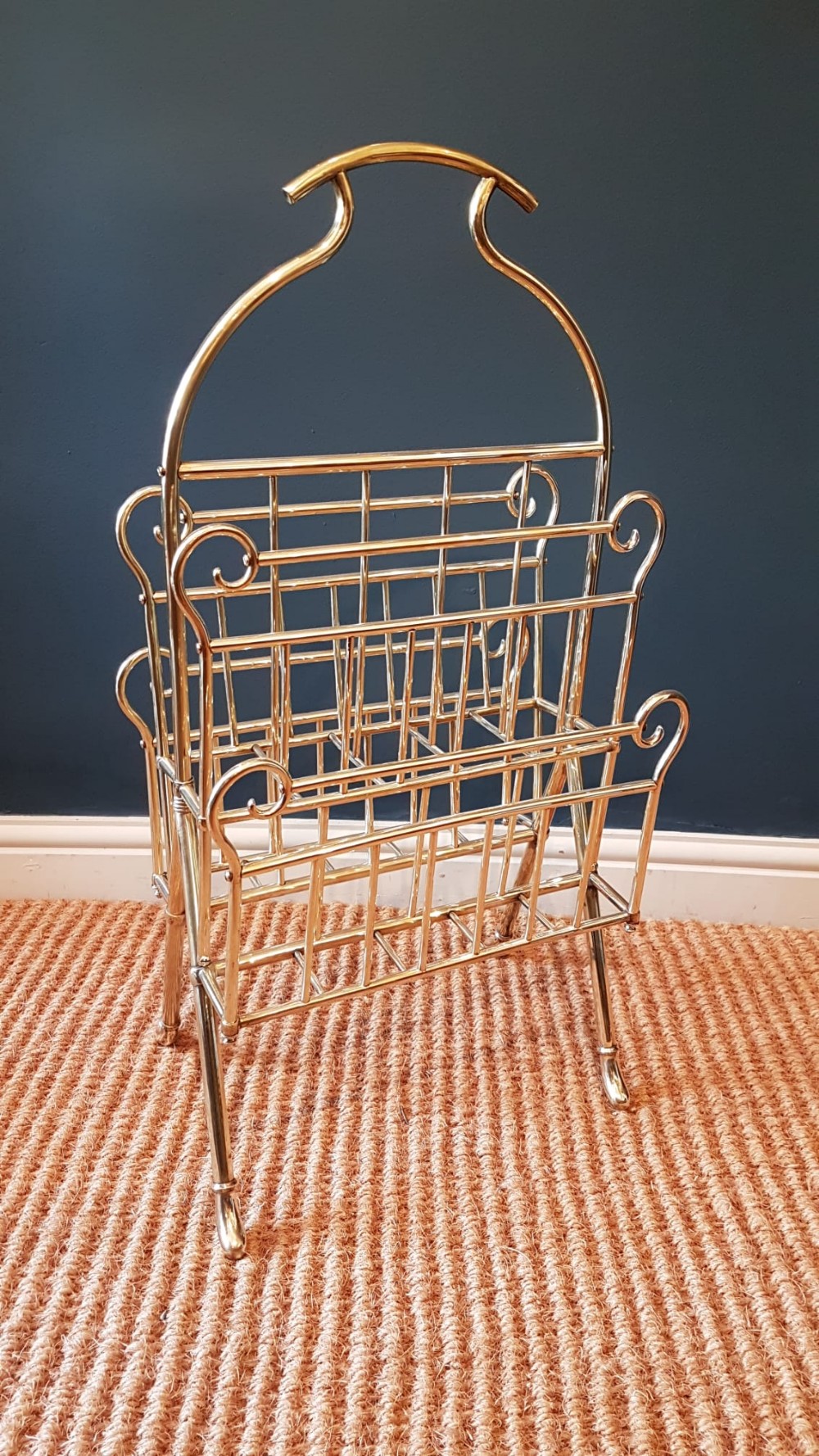 Superb Large Edwardian Brass Magazine and Paper Rack