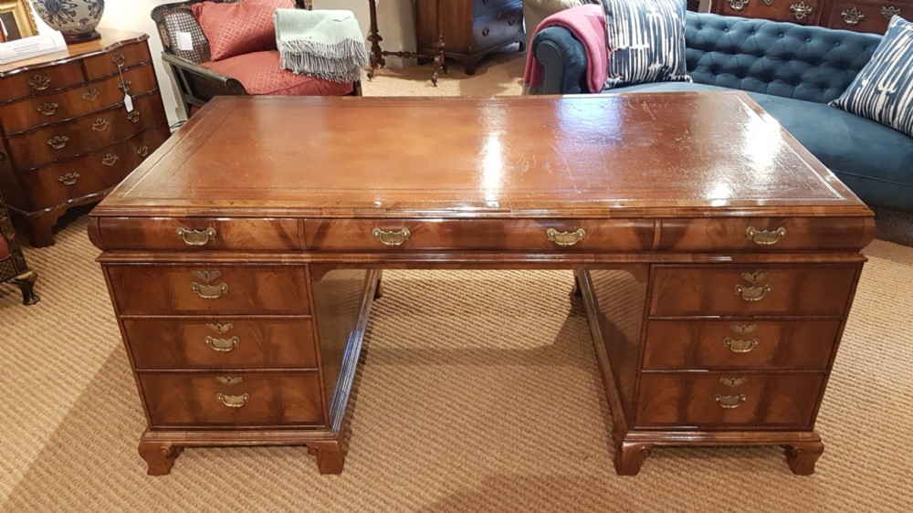 Outstanding Edwardian Walnut Partners Desk